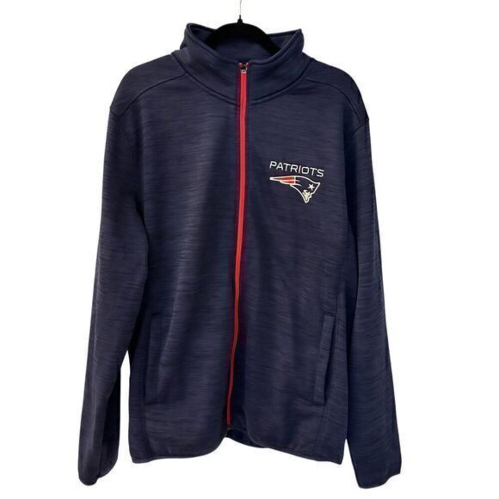 NFL New England Patriots Blue Red Full Zip Fleece Lined Jacket XL NWOT
